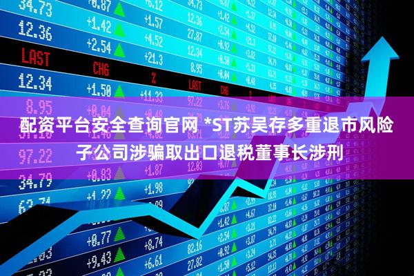 配资平台安全查询官网 *ST苏吴存多重退市风险 子公司涉骗取出口退税董事长涉刑